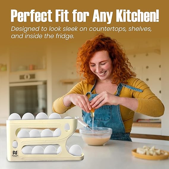 Egg Storage Rack for Fridge Auto Rolling Egg tray organizer 3-Tier